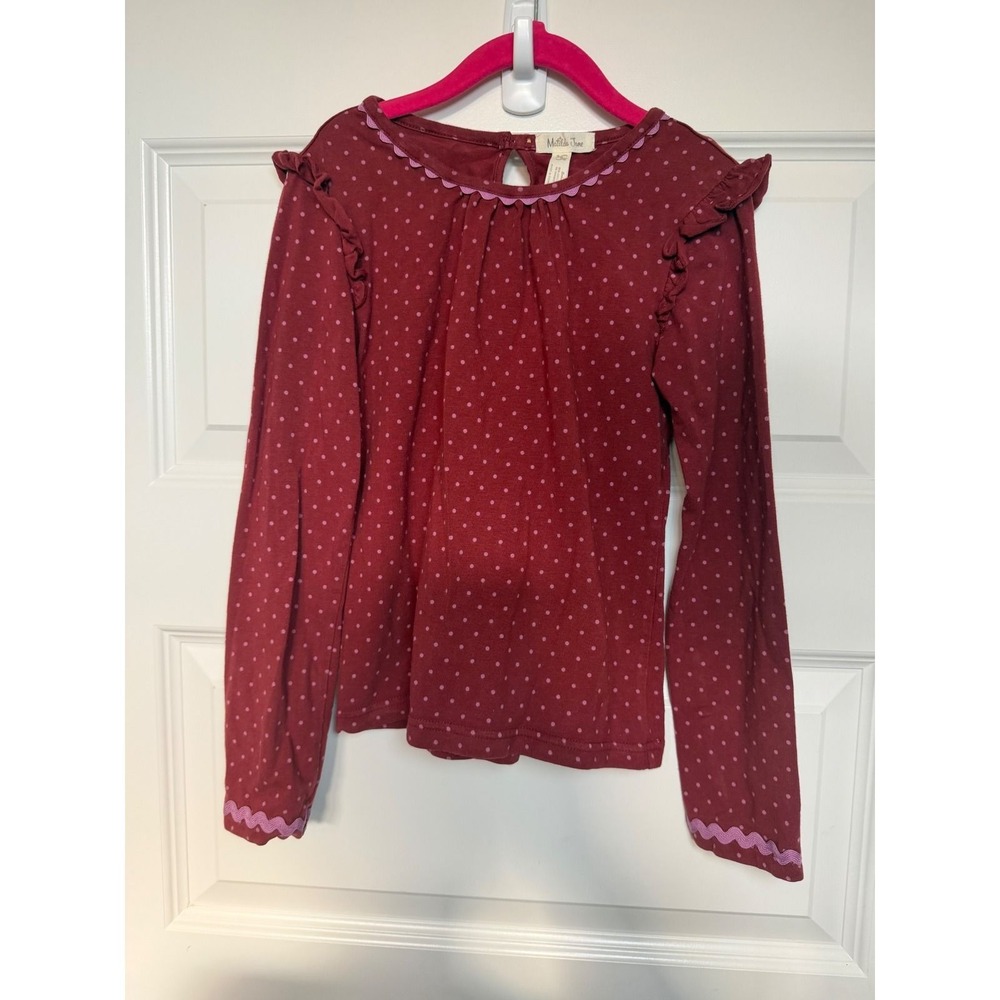 16. Matilda Jane Girls Burgundy Pink Polka Dot Ruffle Ric-Rac Long Sleeve Top 8